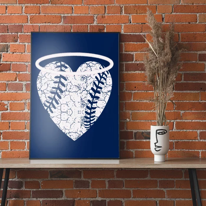 Vintage Angel Baseball Heart With Halo Poster