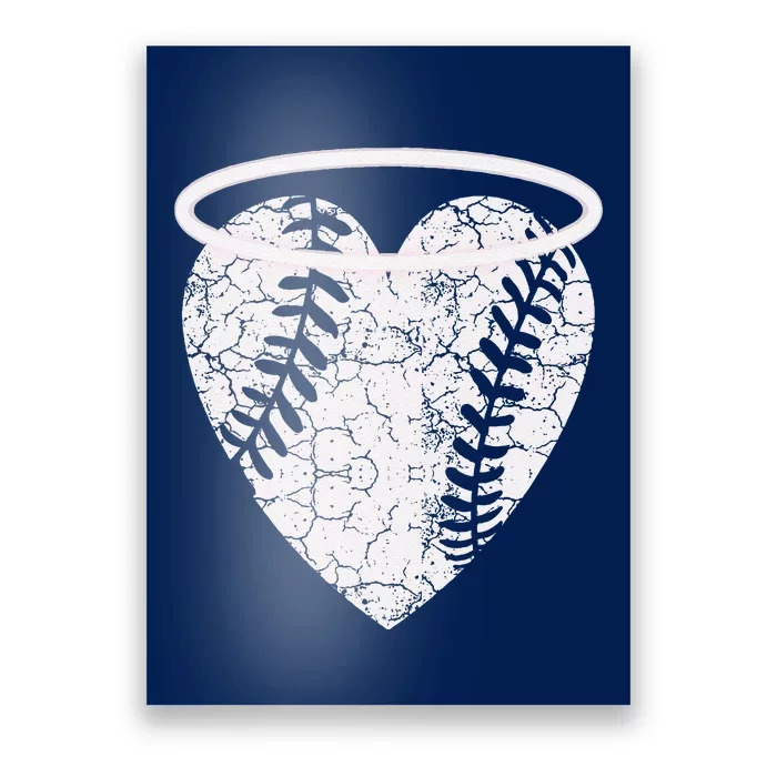 Vintage Angel Baseball Heart With Halo Poster