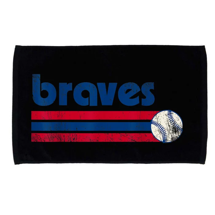 Vintage Atlanta Baseball Brave Retro Three Stripe Weathered Microfiber Hand Towel