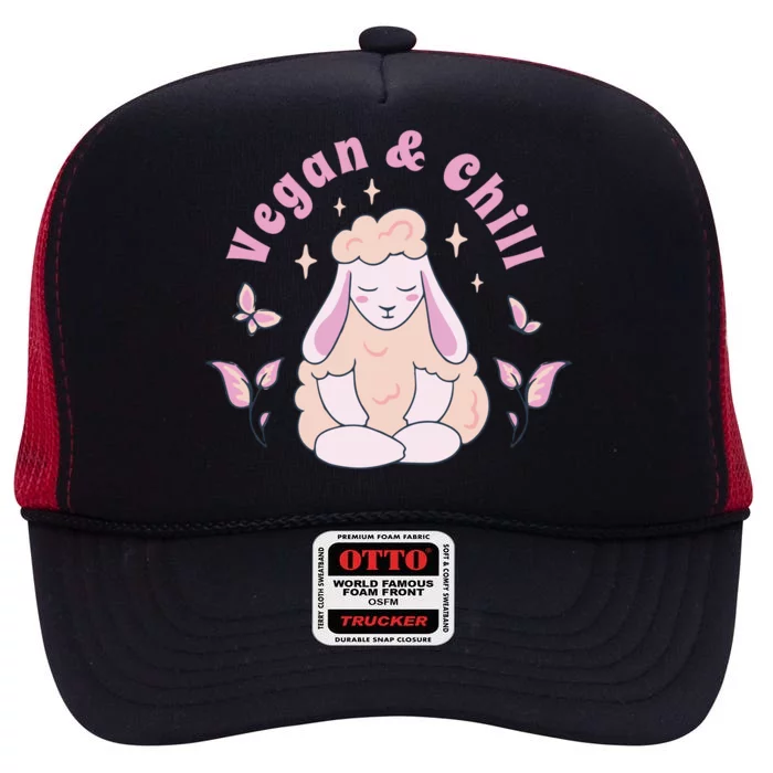 Vegan And Chill Sheep High Crown Mesh Trucker Hat