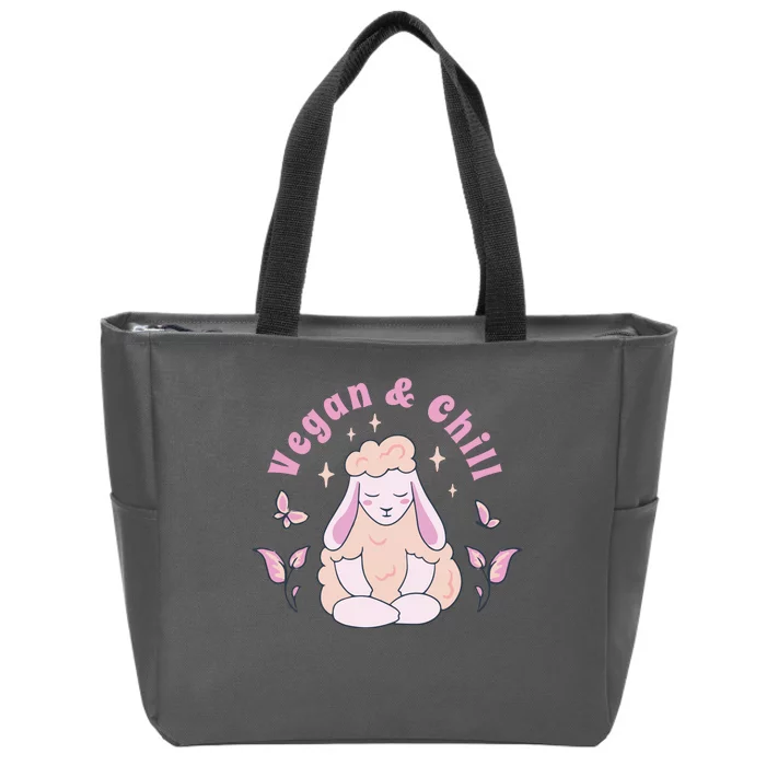 Vegan And Chill Sheep Zip Tote Bag