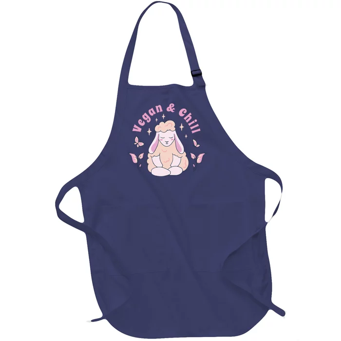 Vegan And Chill Sheep Full-Length Apron With Pocket