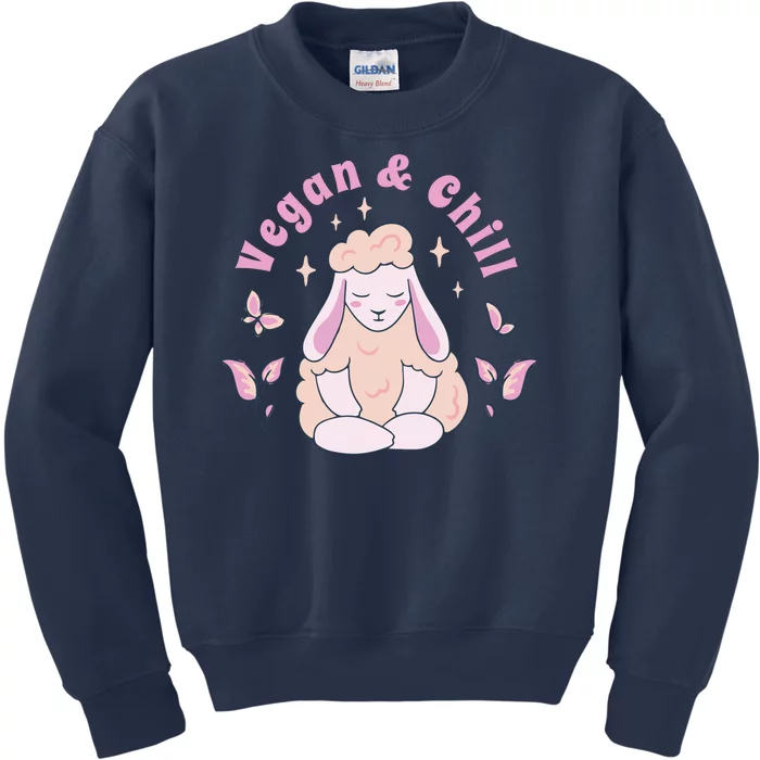 Vegan And Chill Sheep Kids Sweatshirt