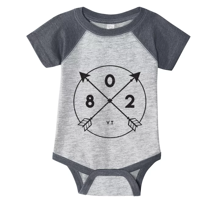 Vermont Area Code 802 State Pride Souvenir Gift Arrow Infant Baby Jersey Bodysuit