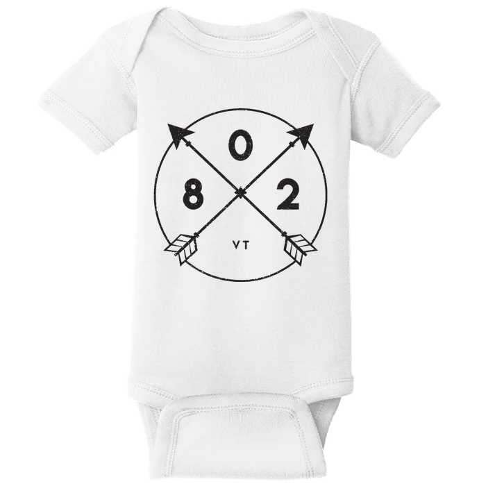 Vermont Area Code 802 State Pride Souvenir Gift Arrow Baby Bodysuit