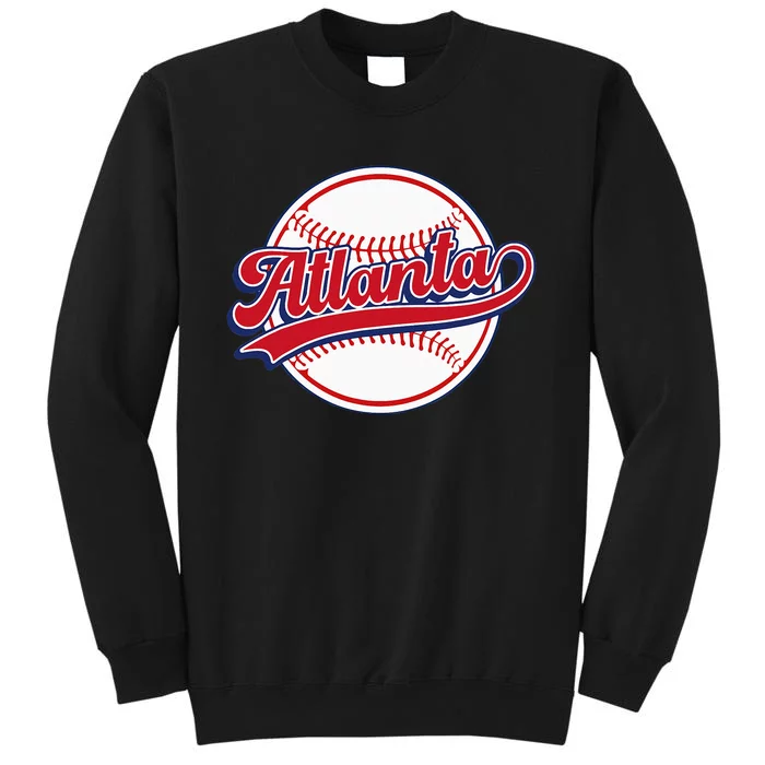 Vintage Atlanta Cityscape Baseball Lover Player And Fans Sweatshirt