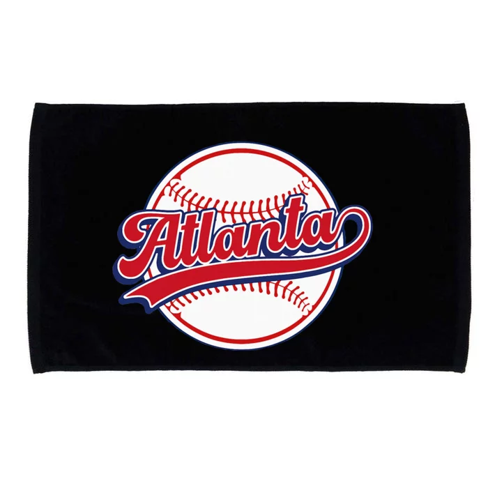 Vintage Atlanta Cityscape Baseball Lover Player And Fans Microfiber Hand Towel