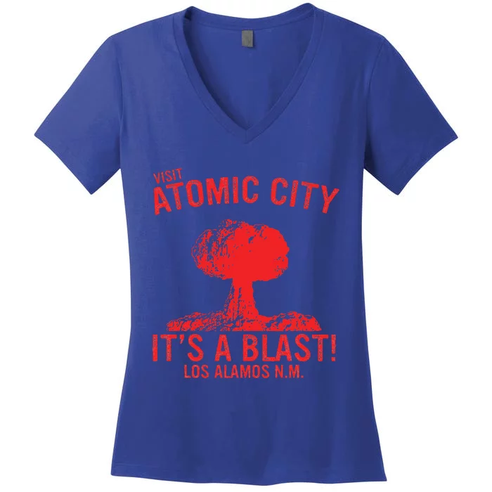 Visit Atomic City ItS A Blast! Los Alamos N.M Women's V-Neck T-Shirt