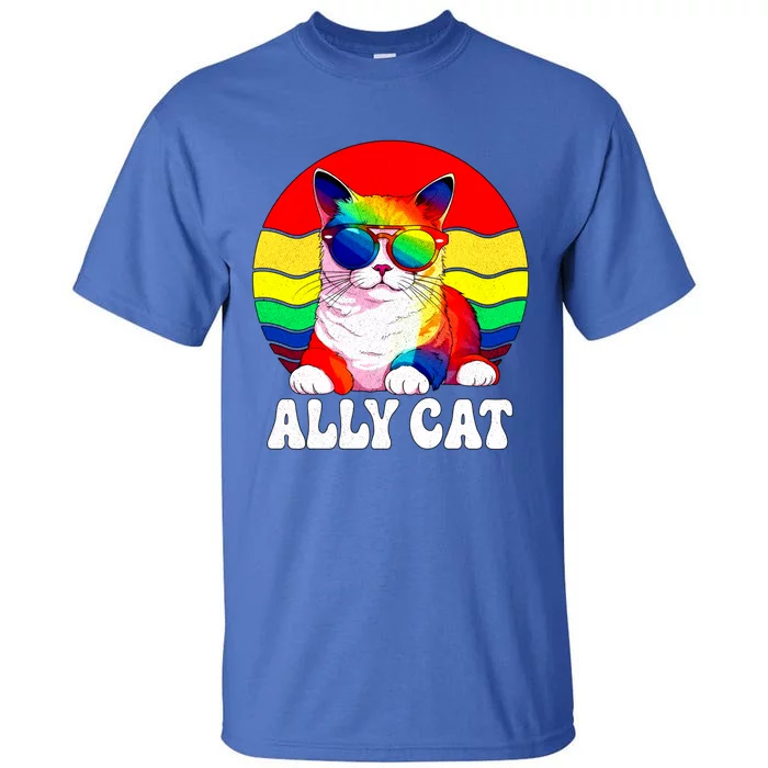 Vintage Ally Cat Lgbt Pride Month Support Gay Cat Lover Gift Tall T-Shirt