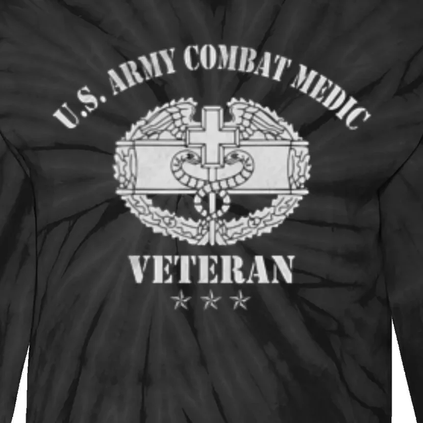 Vintage Army Combat Medic Veteran Gift for US Army Veteran Tie-Dye Long Sleeve Shirt