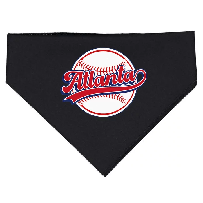 Vintage Atlanta Cityscape Baseball Lover Player And Fans USA-Made Doggie Bandana