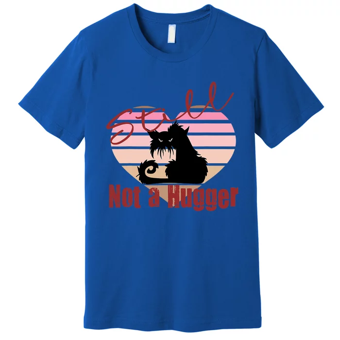 Valentine Angry Cat Still Not A Hugger No Hugs Please Premium T-Shirt