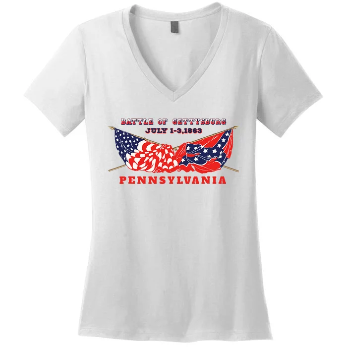 Vintage American Civil War Battle Of Gettysburg Pennsylvania Women's V-Neck T-Shirt