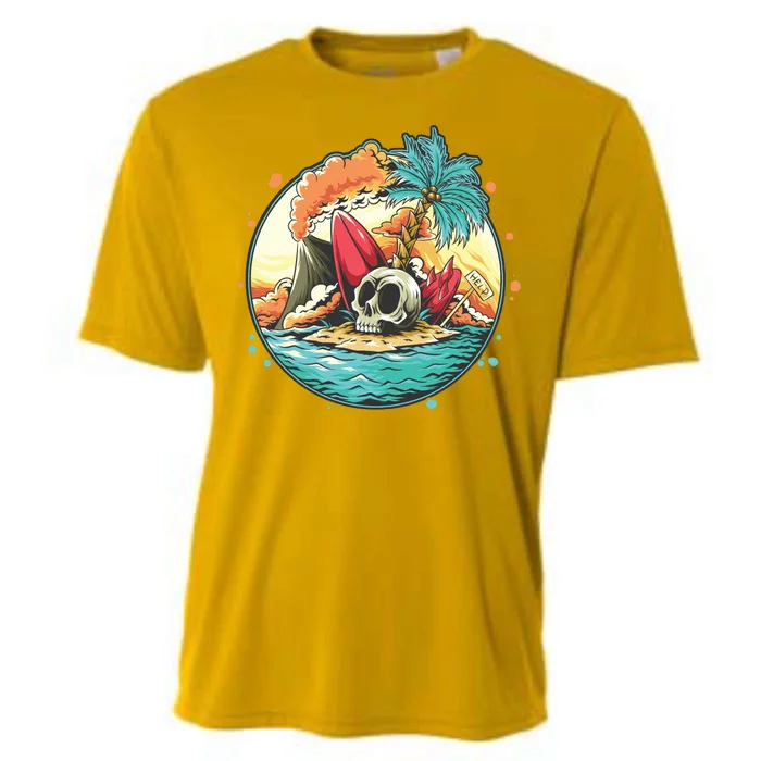 Vacation Tropical Island Skull Cooling Performance Crew T-Shirt