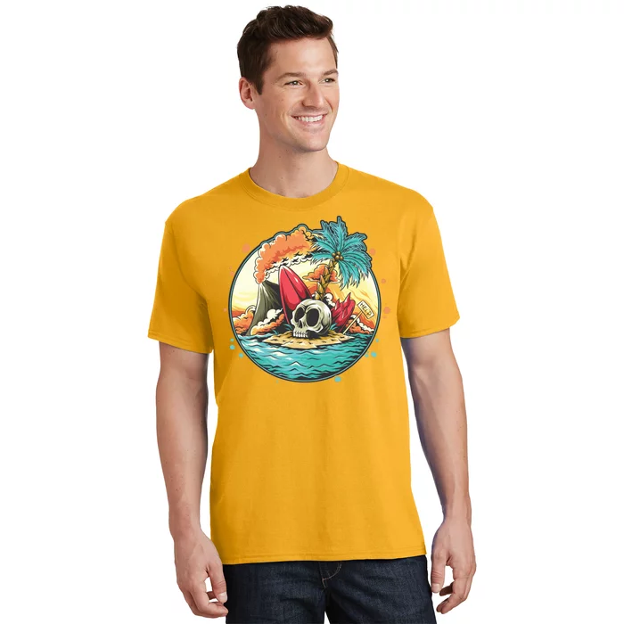 Vacation Tropical Island Skull T-Shirt