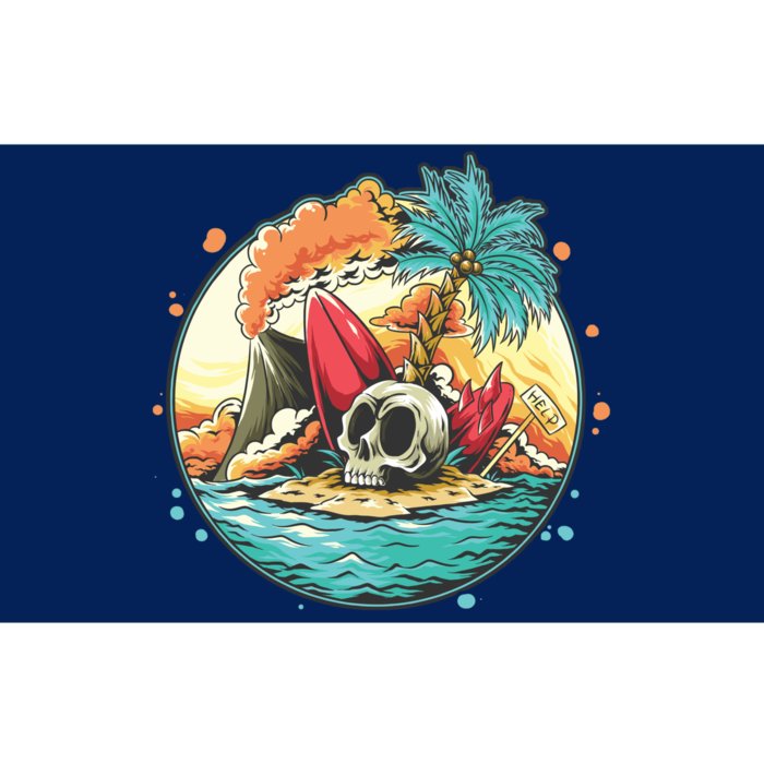 Vacation Tropical Island Skull Bumper Sticker