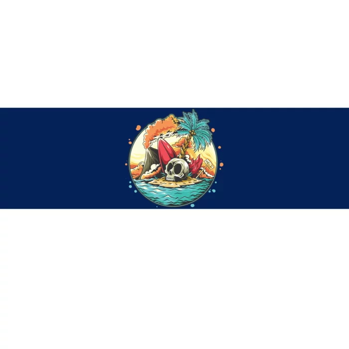 Vacation Tropical Island Skull Bumper Sticker