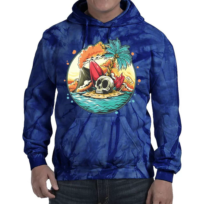 Vacation Tropical Island Skull Tie Dye Hoodie