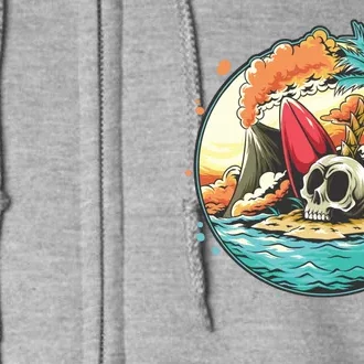 Vacation Tropical Island Skull Full Zip Hoodie