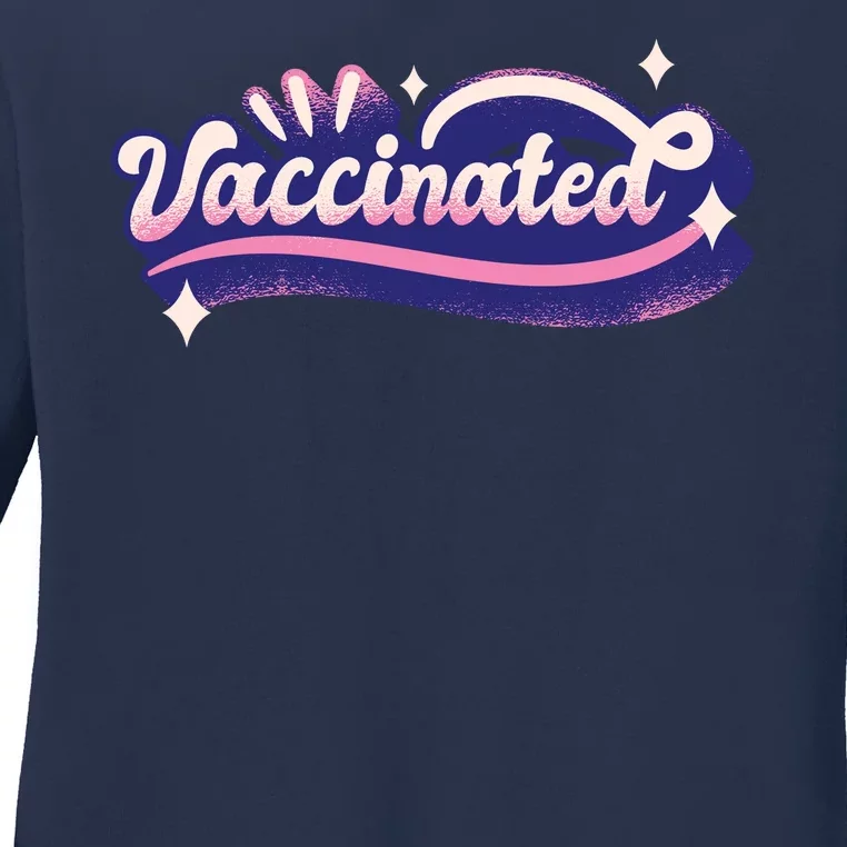 Vaccinated Sparkle Ladies Long Sleeve Shirt