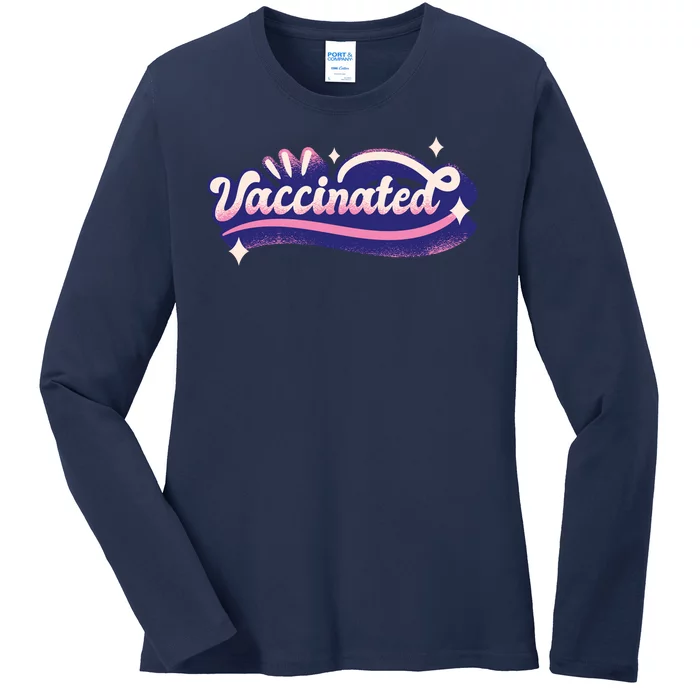 Vaccinated Sparkle Ladies Long Sleeve Shirt