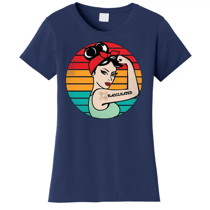 Vaccinated Strong Woman Retro Women's T-Shirt