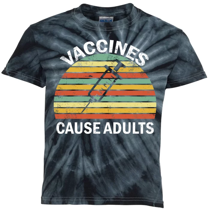 Vaccines Cause Adults Retro Funny Kids Tie-Dye T-Shirt