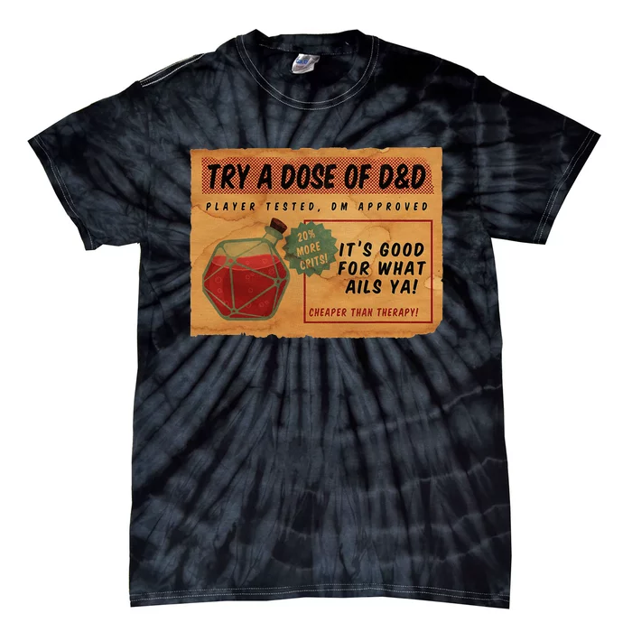 Vintage Ad D20 Healing Potion Tie-Dye T-Shirt