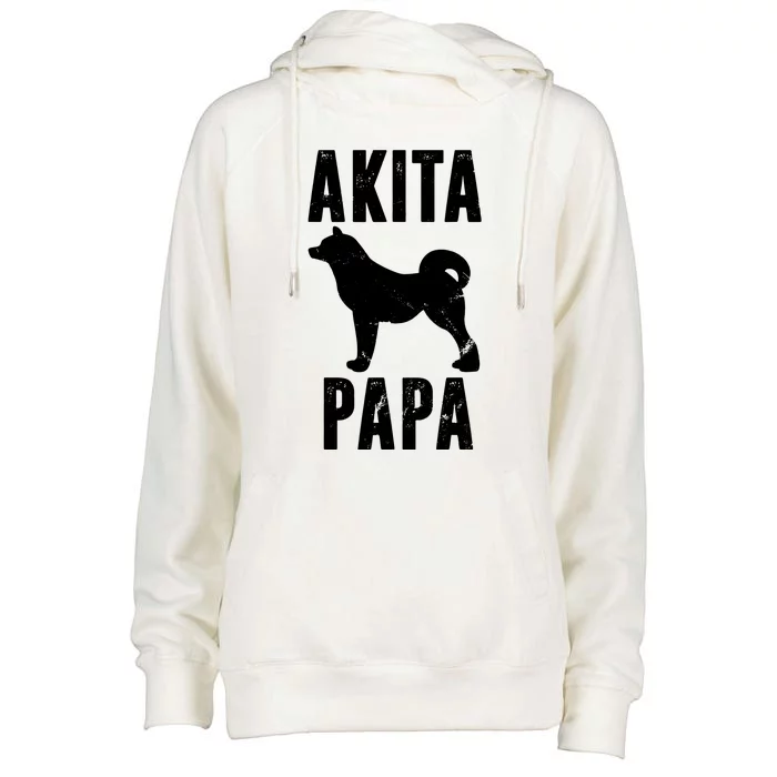 Vintage Akita Dad Gift Akita Father Dog Papa Pet Lover Womens Funnel Neck Pullover Hood