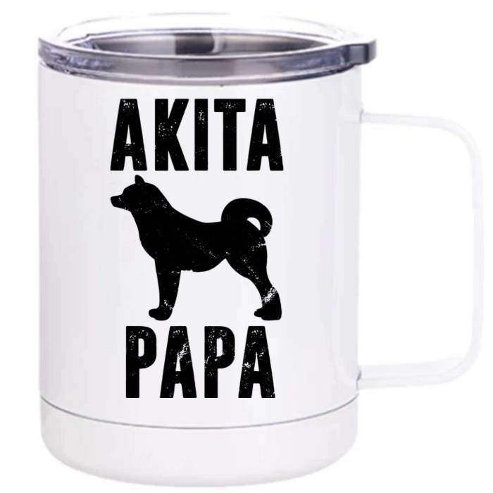 Vintage Akita Dad Gift Akita Father Dog Papa Pet Lover Front & Back 12oz Stainless Steel Tumbler Cup