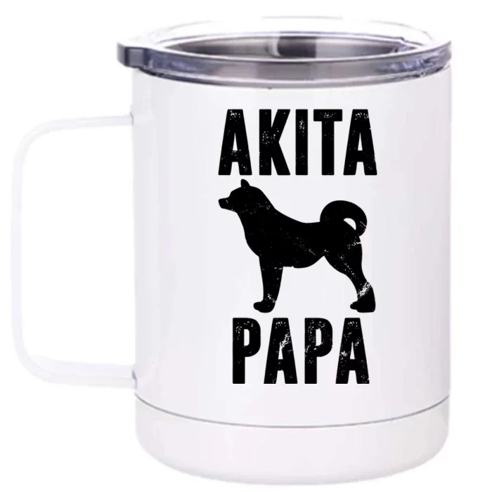 Vintage Akita Dad Gift Akita Father Dog Papa Pet Lover Front & Back 12oz Stainless Steel Tumbler Cup