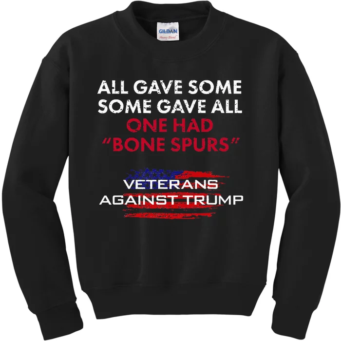 Veterans Antitrump Draft Dodger Bone Spurs For Vets Kids Sweatshirt