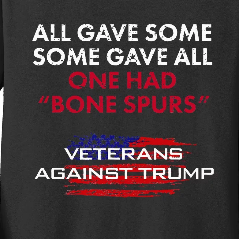 Veterans Antitrump Draft Dodger Bone Spurs For Vets Kids Long Sleeve Shirt