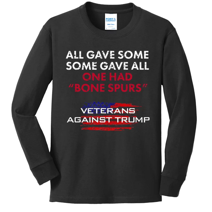 Veterans Antitrump Draft Dodger Bone Spurs For Vets Kids Long Sleeve Shirt