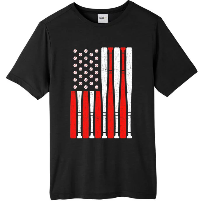 Vintage American Flag Baseball Dad Boy 4th of July ChromaSoft Performance T-Shirt