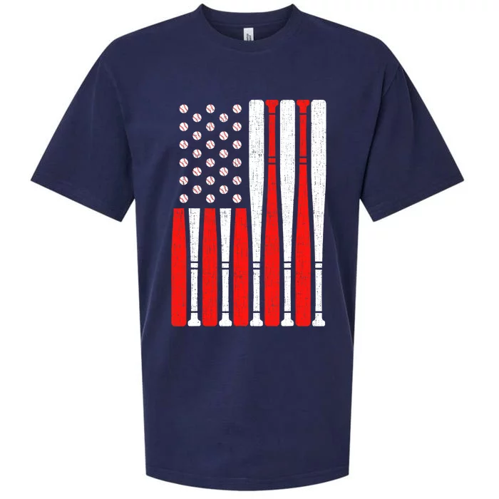 Vintage American Flag Baseball Dad Boy 4th of July Sueded Cloud Jersey T-Shirt