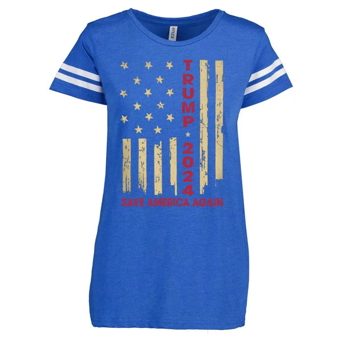 Vintage American Flag Donald Trump 2024 Save America Again Gift Enza Ladies Jersey Football T-Shirt