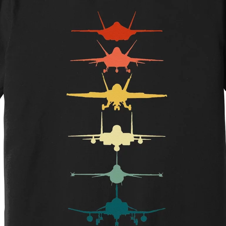 Vintage Air Force Fighter Jets F-4 F-111 F-15 F-16 F-22 F-35 Premium T-Shirt