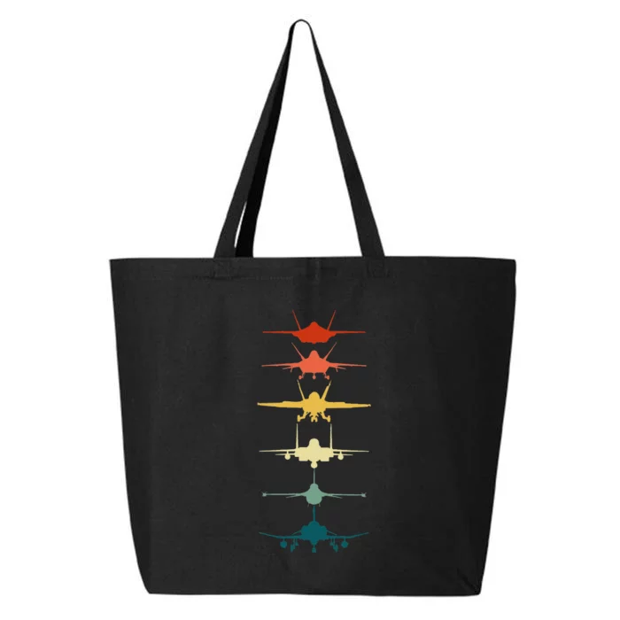 Vintage Air Force Fighter Jets F-4 F-111 F-15 F-16 F-22 F-35 25L Jumbo Tote