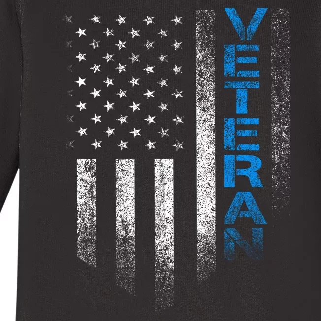 Veteran American Flag Baby Long Sleeve Bodysuit