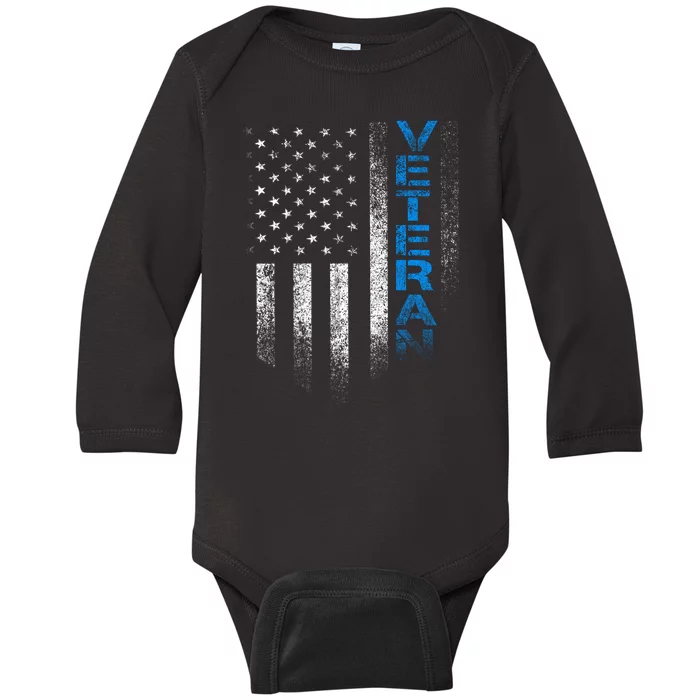 Veteran American Flag Baby Long Sleeve Bodysuit