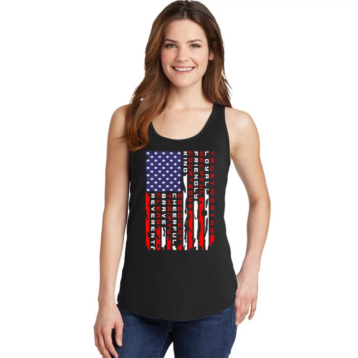 Vintage American Flag Scouting Law Ladies Essential Tank