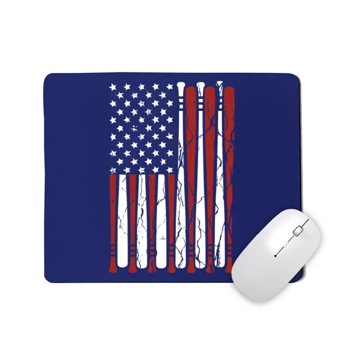 Vintage American Flag Baseball Boy Dad 4th July Mousepad