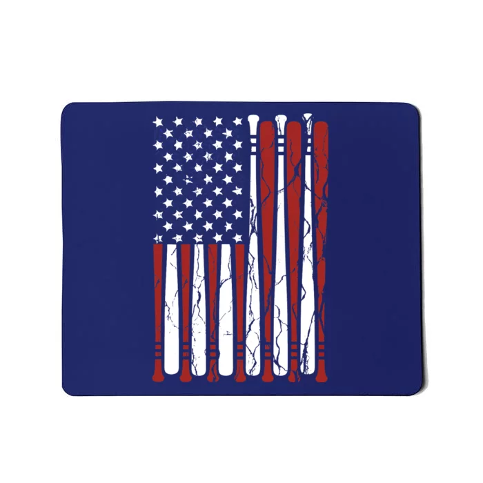 Vintage American Flag Baseball Boy Dad 4th July Mousepad