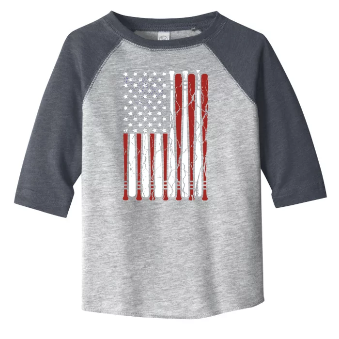 Vintage American Flag Baseball Boy Dad 4th July Toddler Fine Jersey T-Shirt