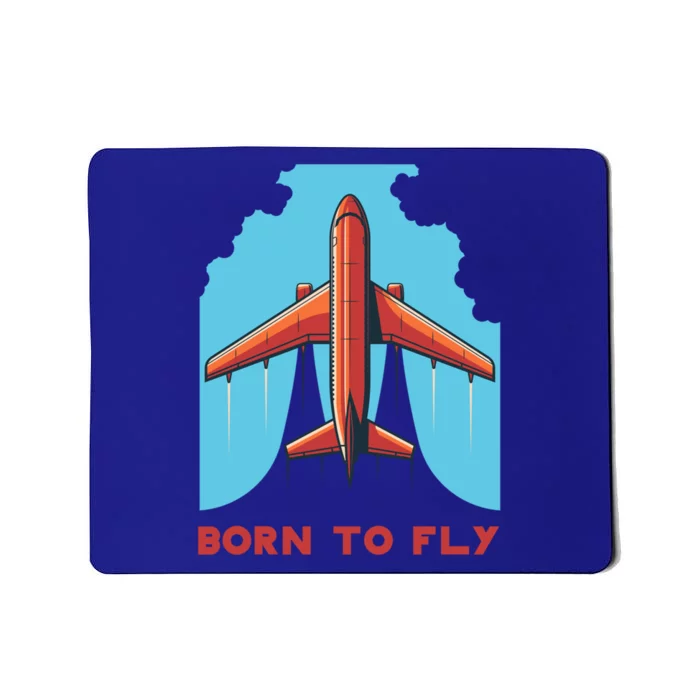 Vintage Airplane Flying Through Clouds Born To Fly Aviation Gift Mousepad