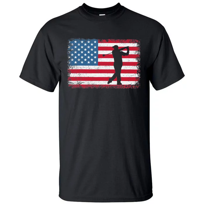 Vintage American Flag Golf Clothing Golfer Love Tall T-Shirt