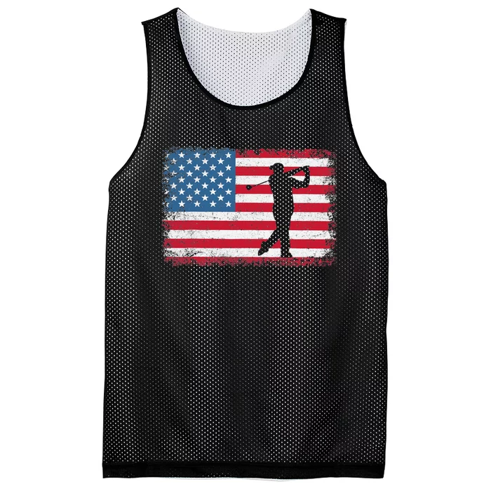 Vintage American Flag Golf Clothing Golfer Love Mesh Reversible Basketball Jersey Tank