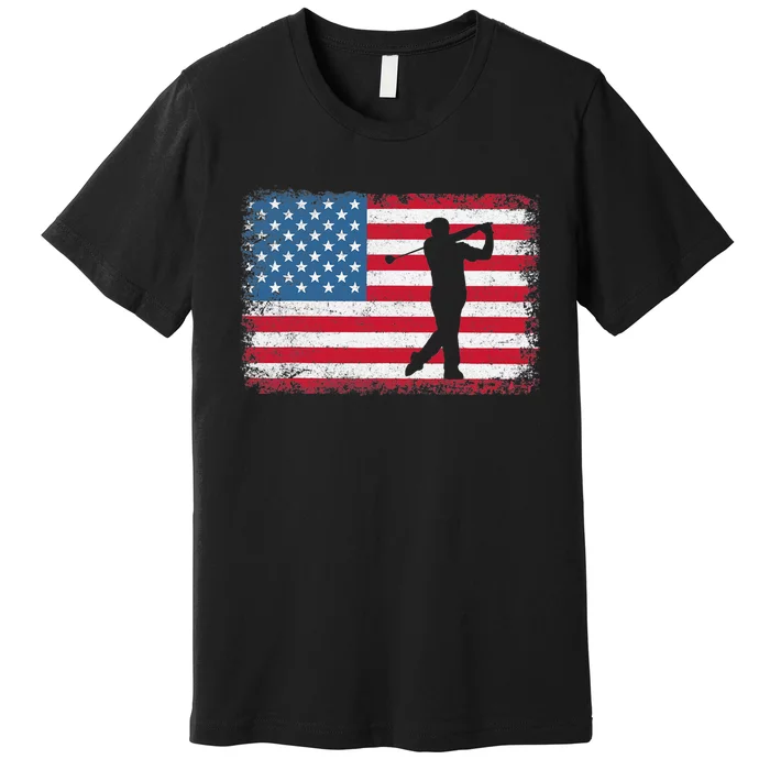 Vintage American Flag Golf Clothing Golfer Love Premium T-Shirt