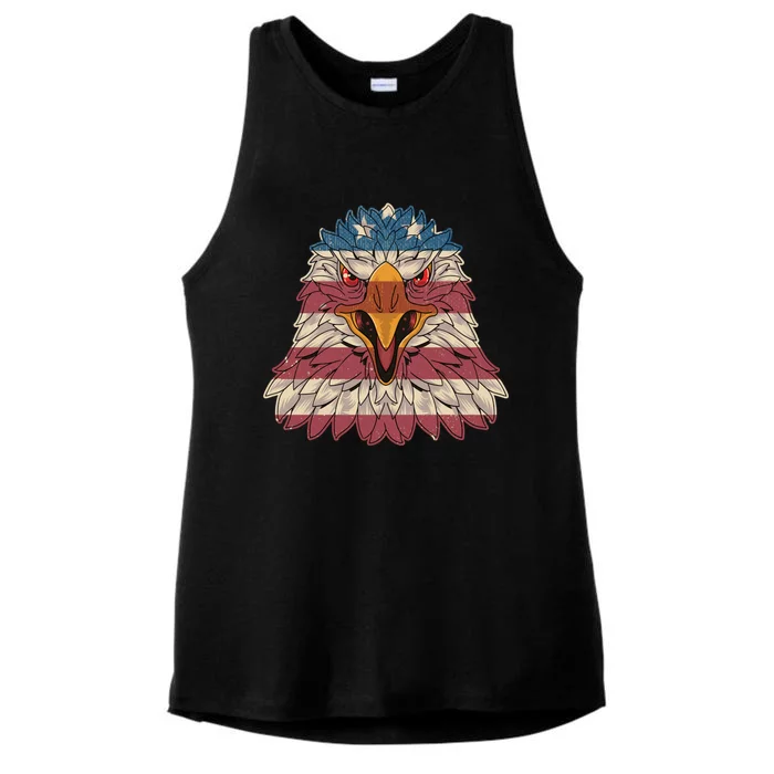 Vintage American Flag Gift Patriotic Eagle Gift Ladies Tri-Blend Wicking Tank